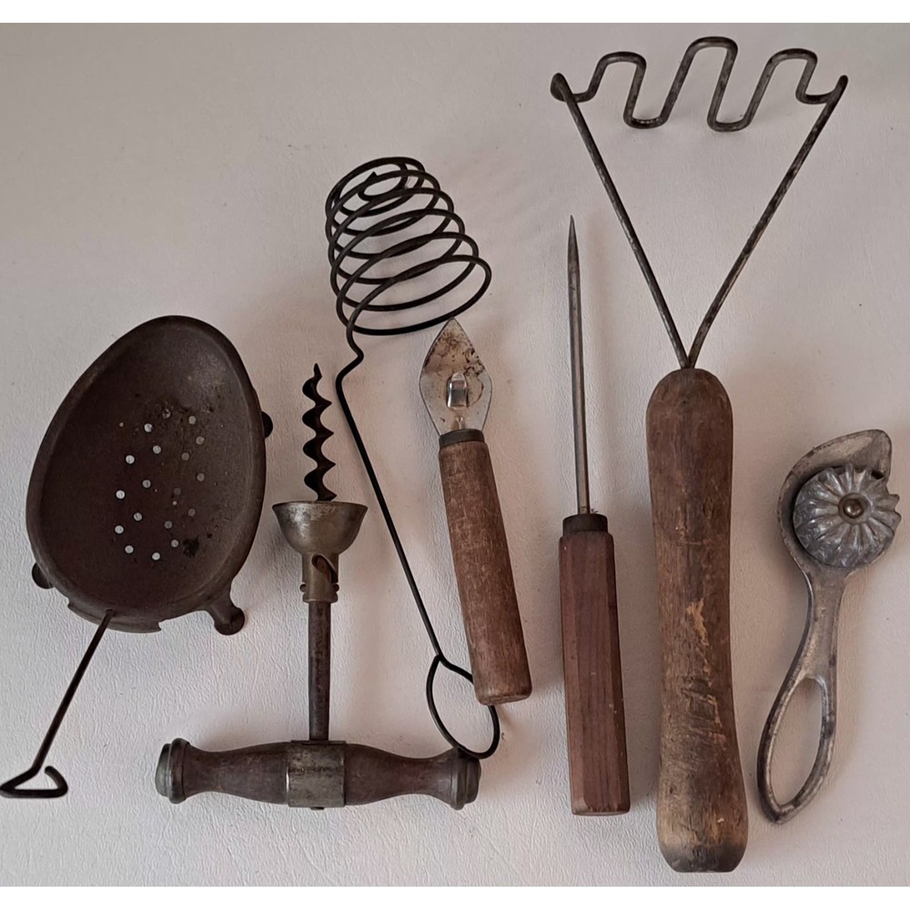 Vtg Kitchen Utensils Farmhouse Rustic Primitive Cooking Lot